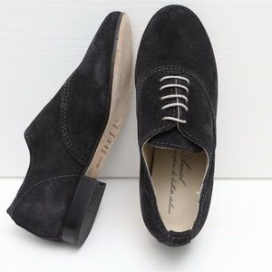 Anniel Italian Leather Oxfords - Dark Gray - size 5